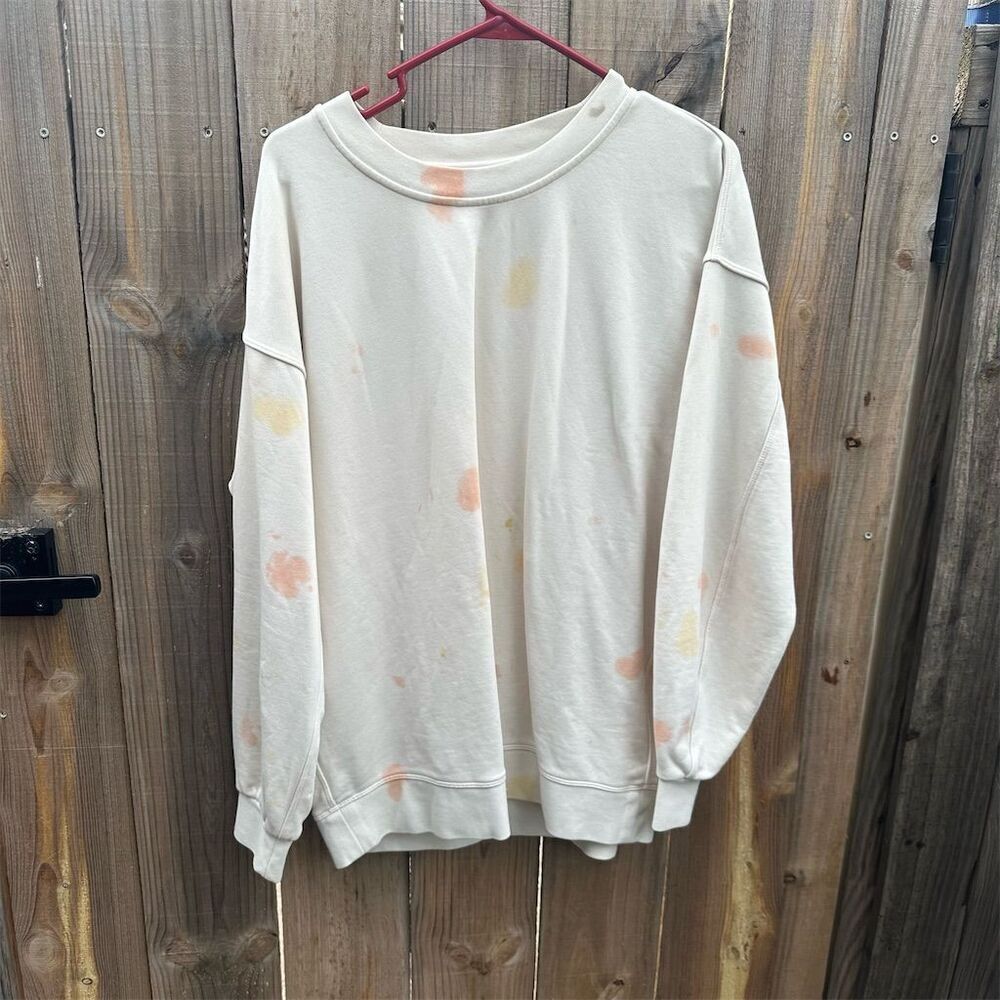 Lululemon Women's Oversized Crew Sweatshirt Size 14 Echo Dye White Casual